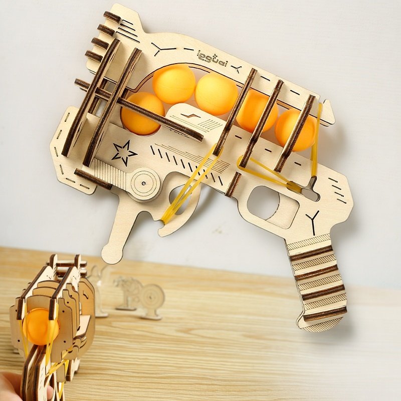 Table Tennis Kids - Pistola de Gomas Elásticas de Madera